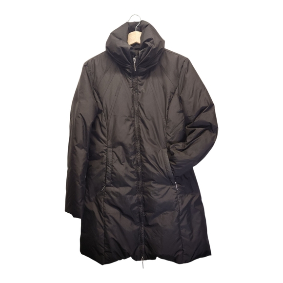 Via Spiga Women’s Black Down Filled Coat Puffer Winter Knee Midi Length Size S - Picture 1 of 9